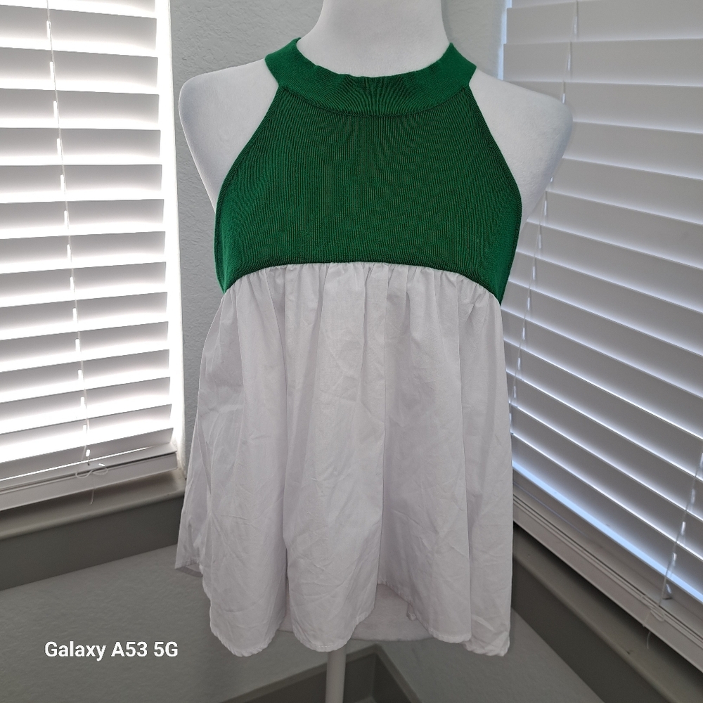 English Factory Green and White Top